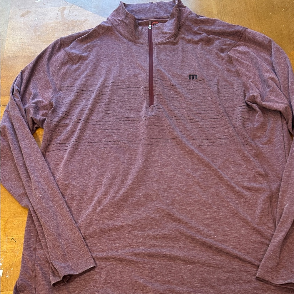 Travis Mathew Men's Maroon Heather Quarter-Zip Pullover
